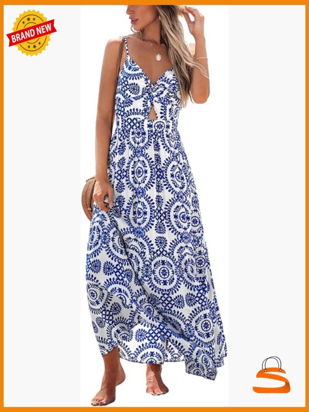 Elegant Sleeveless V-Neck Maxi Dress with Twisted Front
